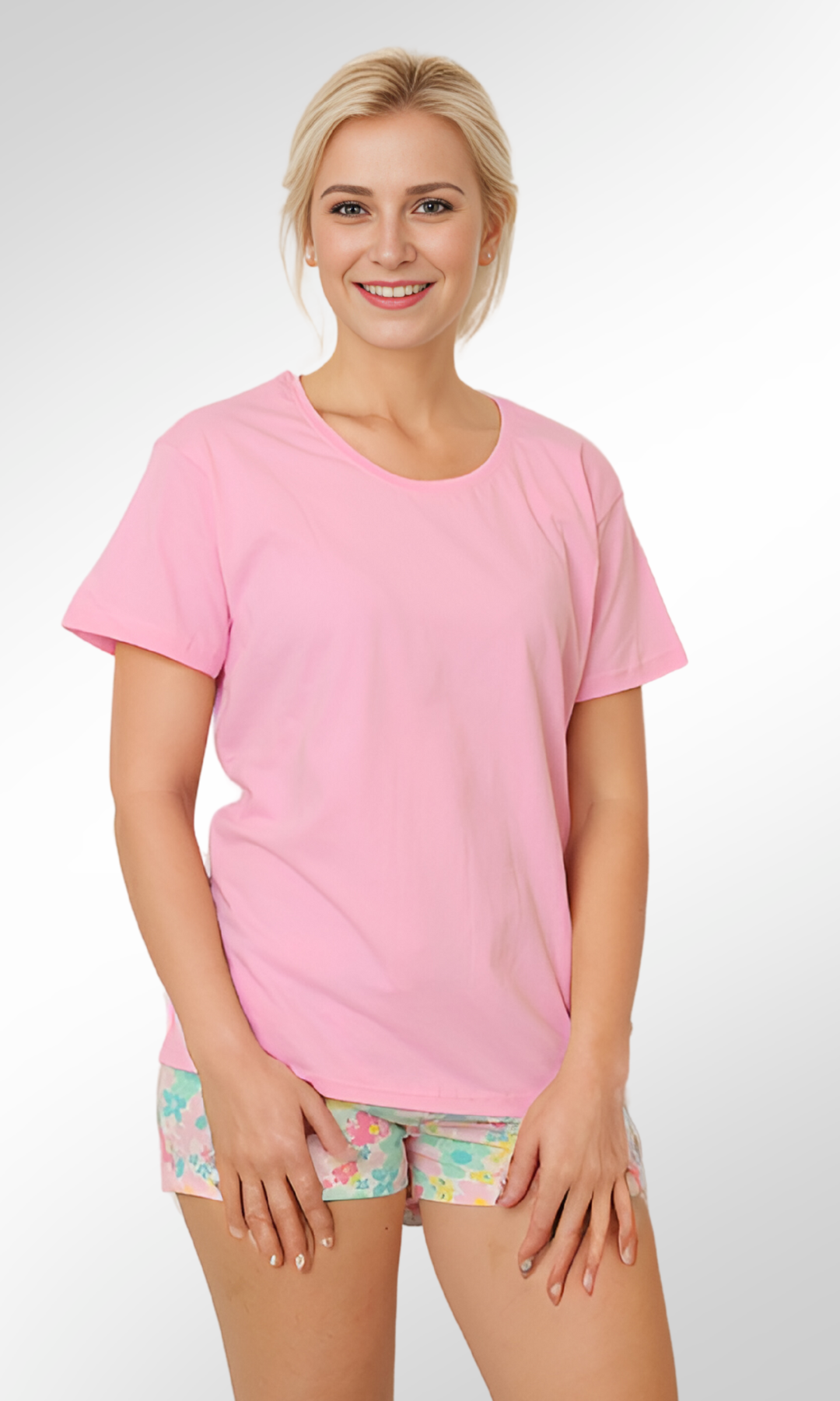 Women PJ Set Pink Primark (T-Shirt & Hot Short)
