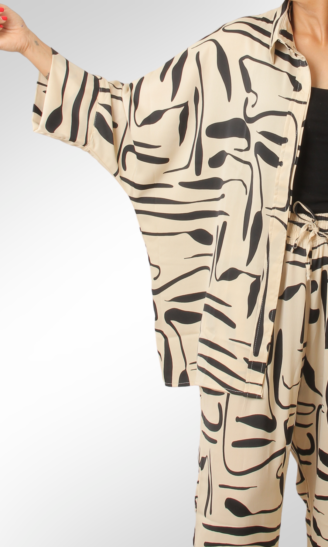 Women's Satin Suits print (Beige)