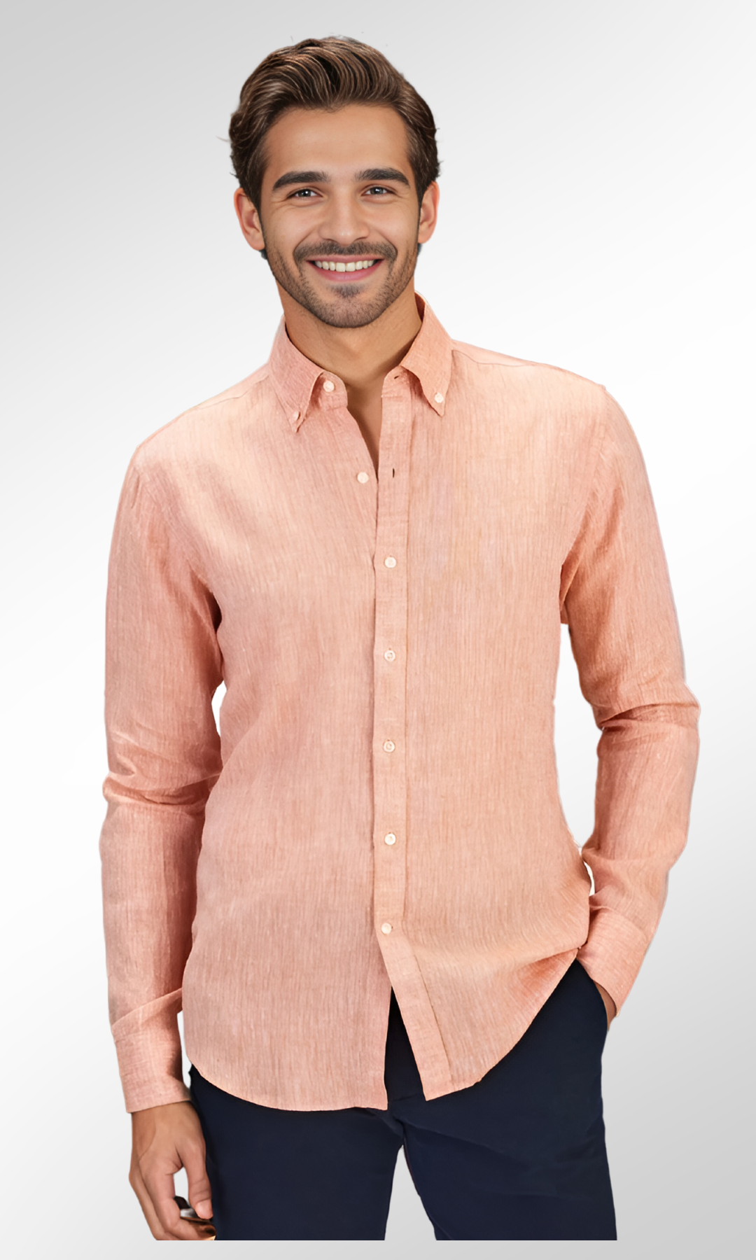 Men Plain linen shirt (Peach)