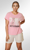Over Size Fit Crew Neck T-Shirt (Pink)