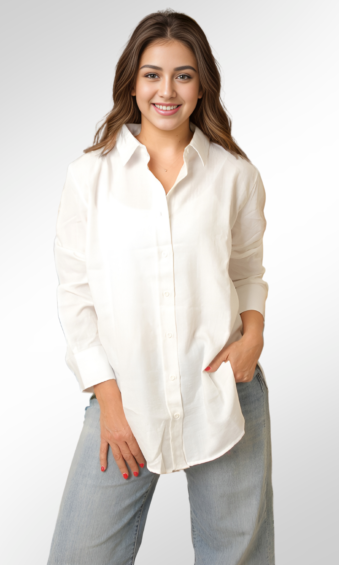 Long Basic Shirt -(White)