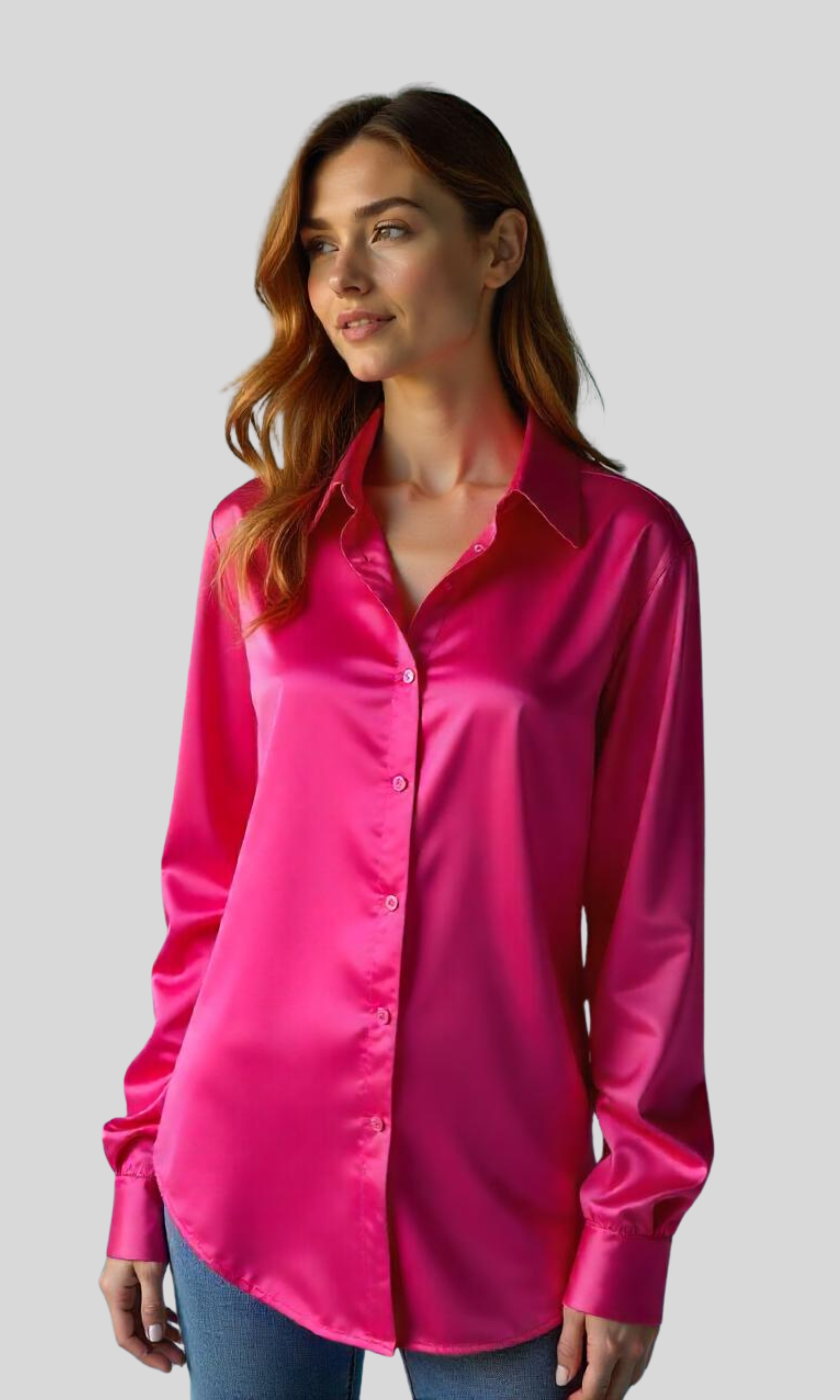 Women Satin Shirt (Fuchsia)