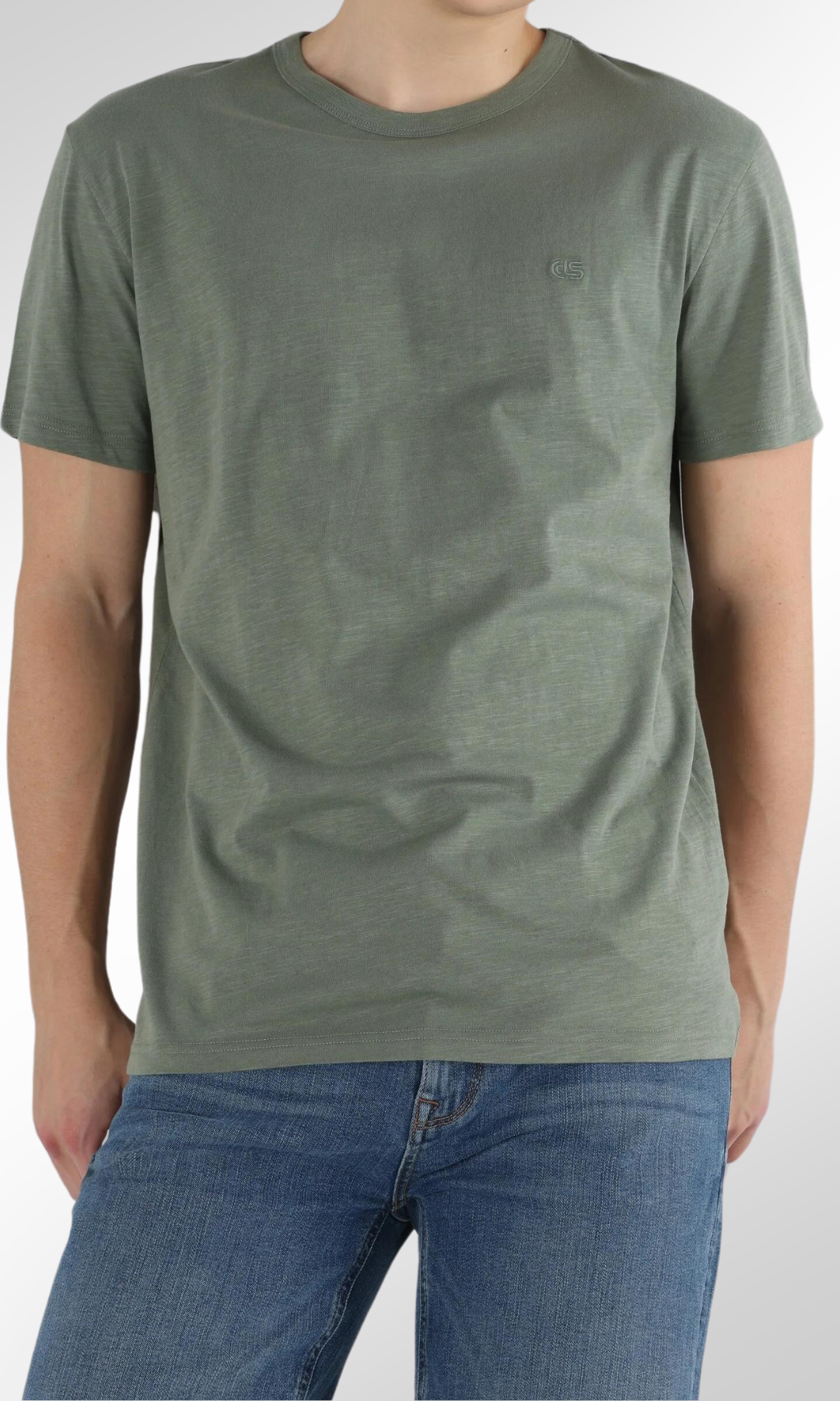 Men Comfort Fit Basic T-Shirt Crew Neck COLIN'S (Oil Green)