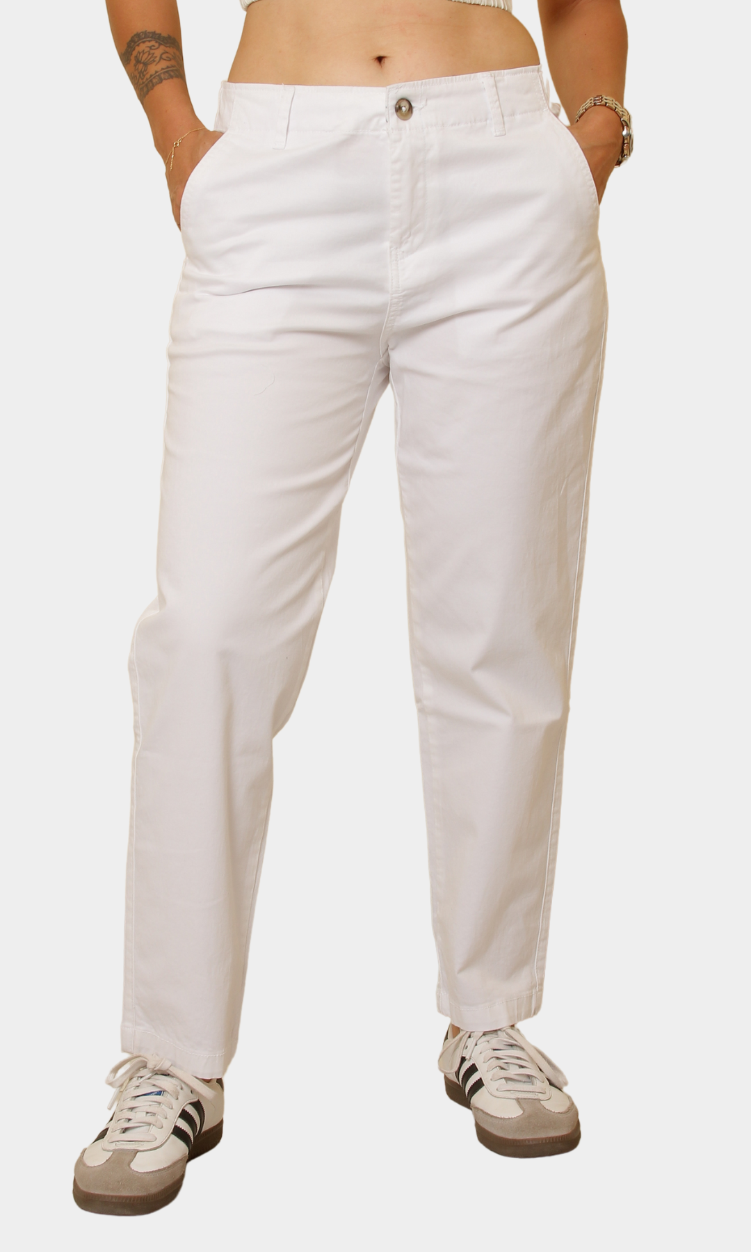 Women Gabardine Pants (White)