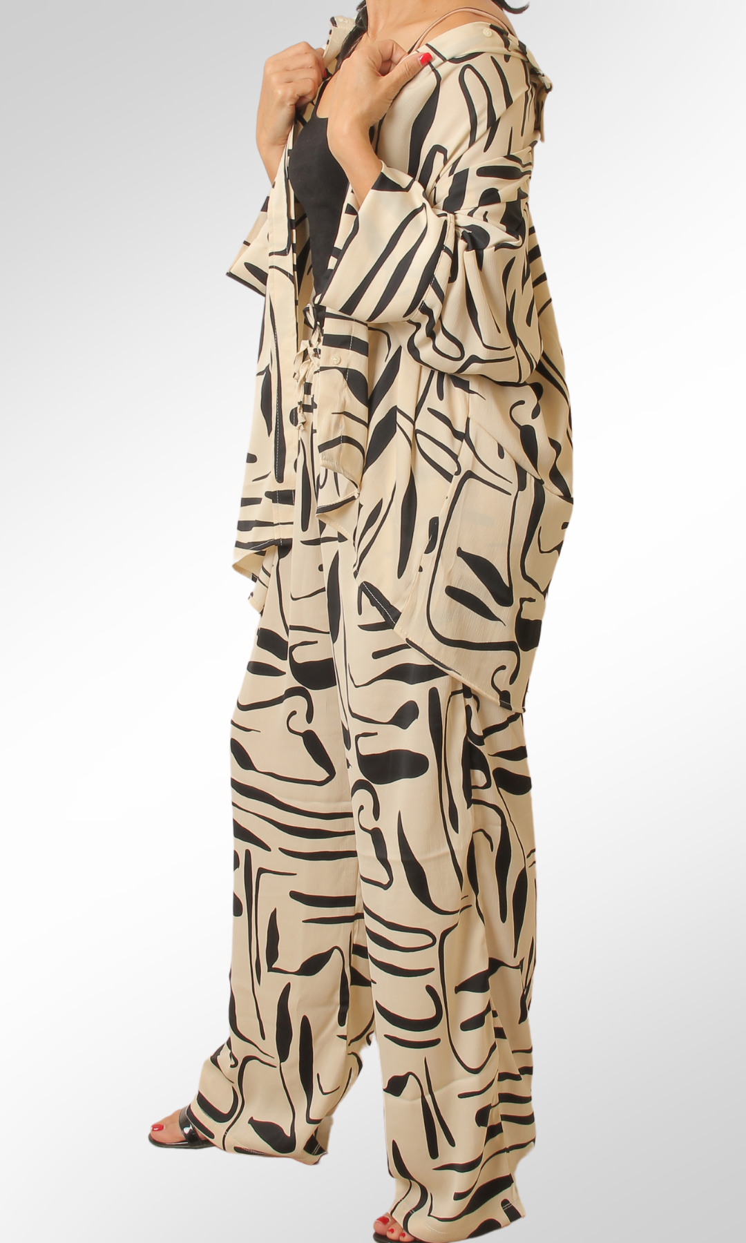 Women's Satin Suits print (Beige)