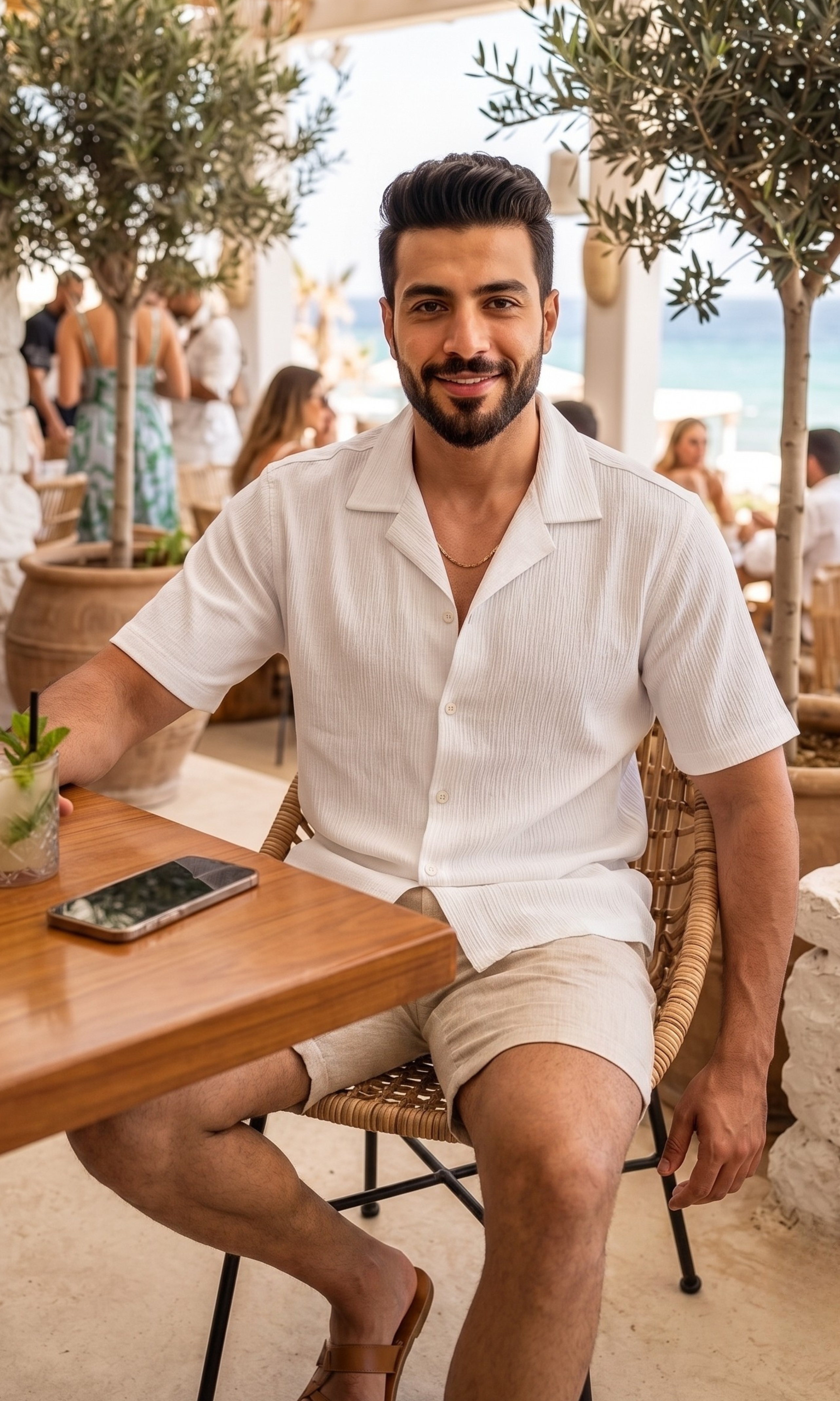 NEW-Men Shirt Summer Weave (White)