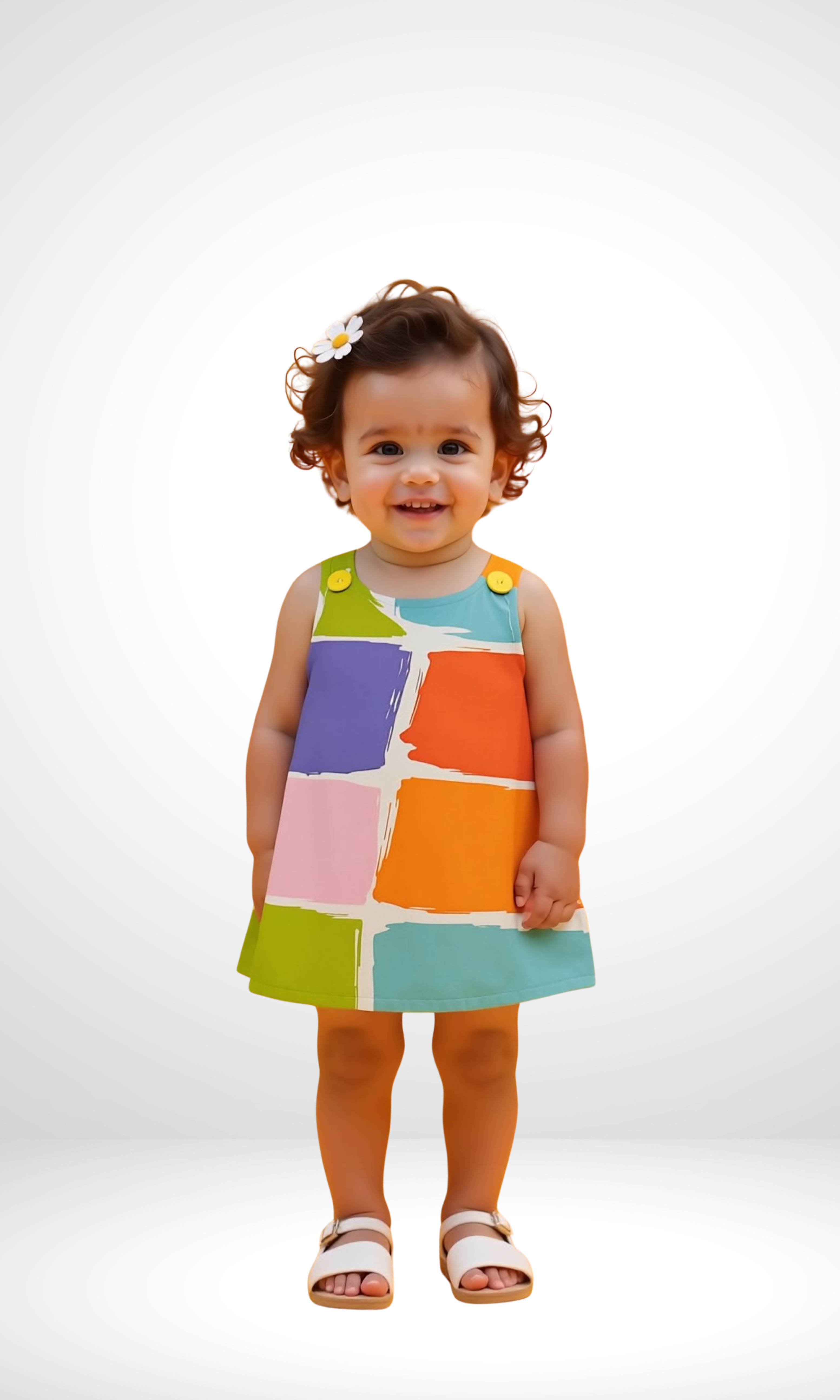 Girls Satin Print Dress (Colors)