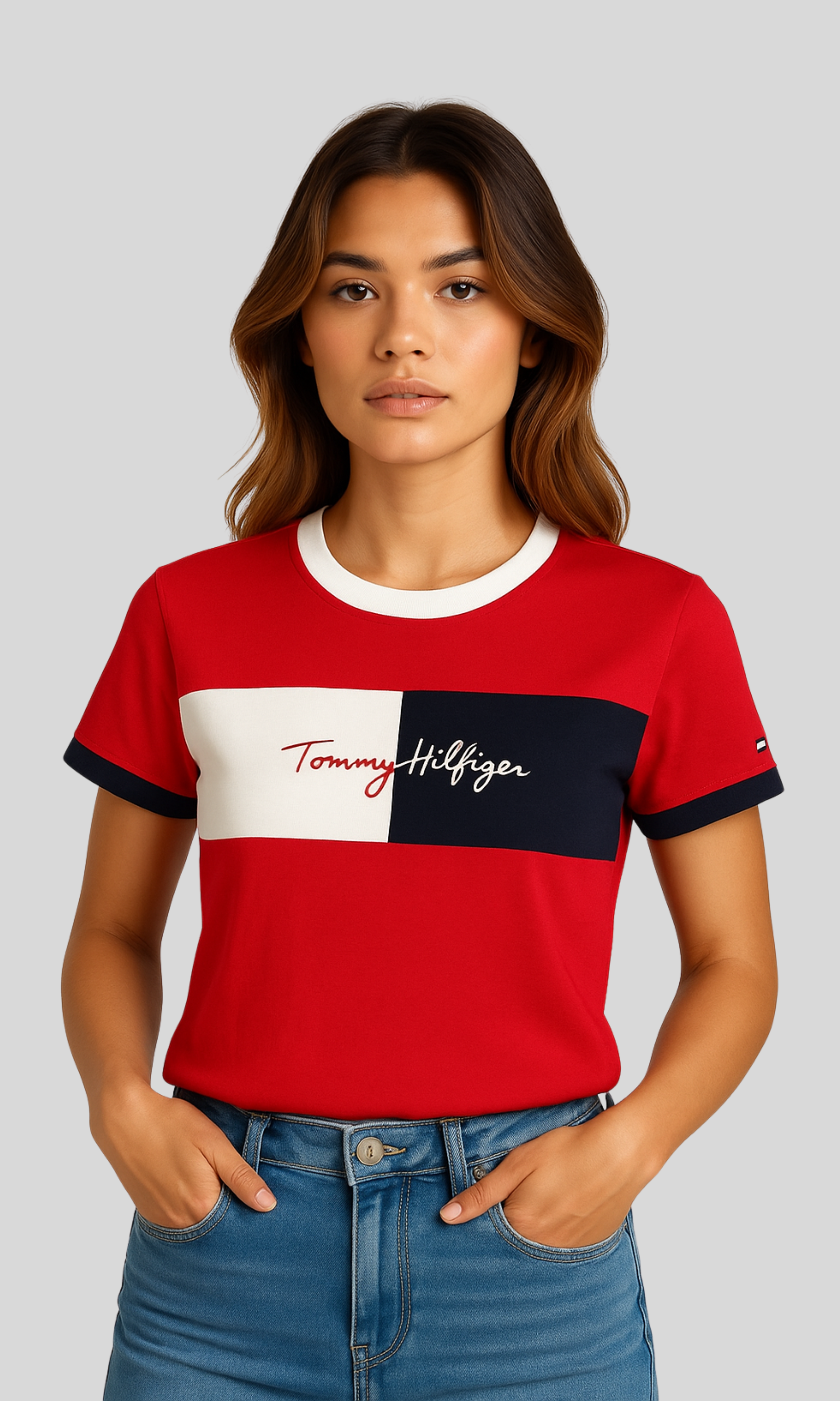 Women Logo Printed T-Shirt (Red)