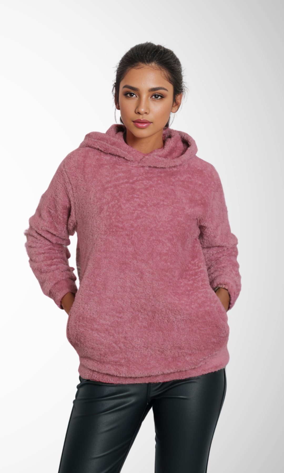 Women Fleece Hoodie (Pink)