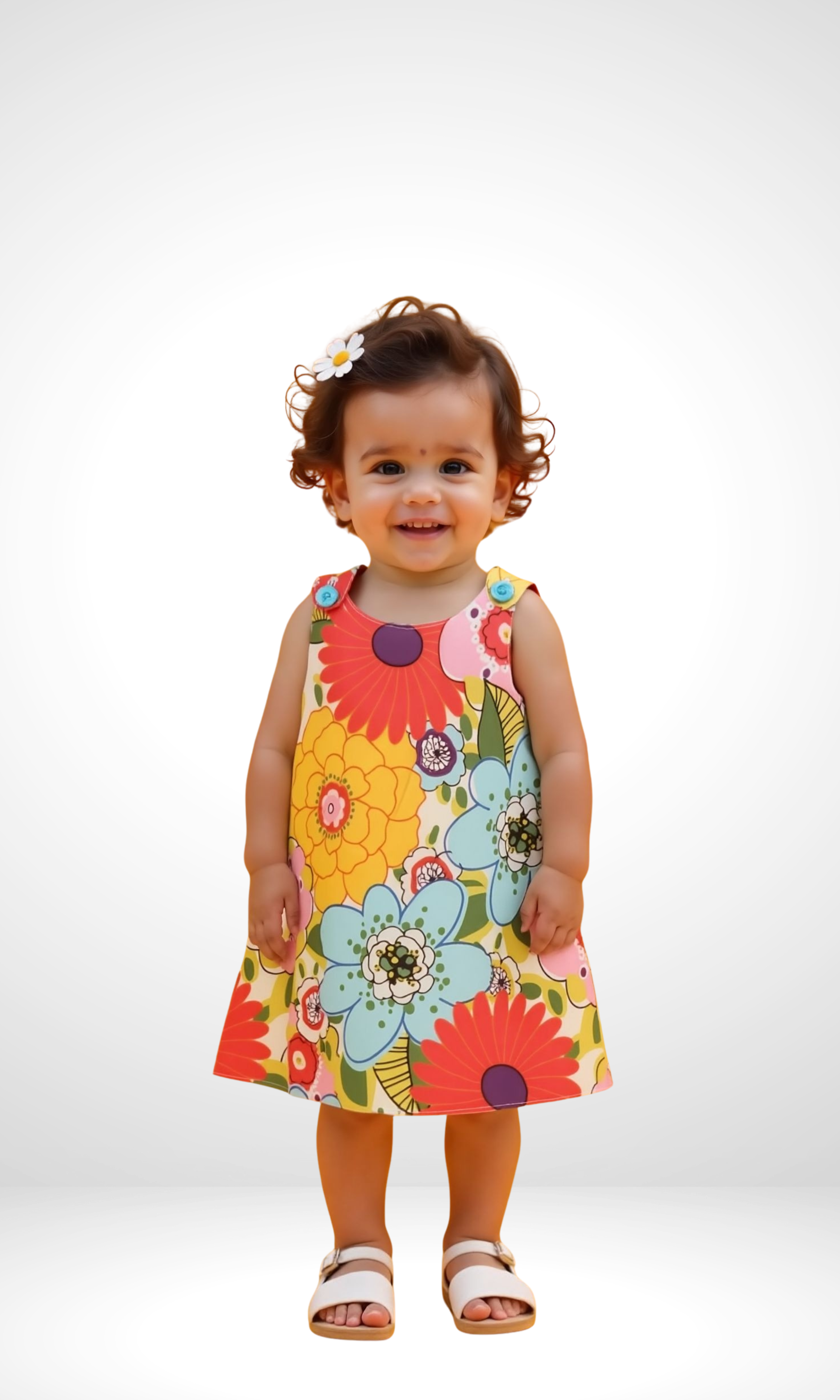 Girls Satin Print Dress (Floral)