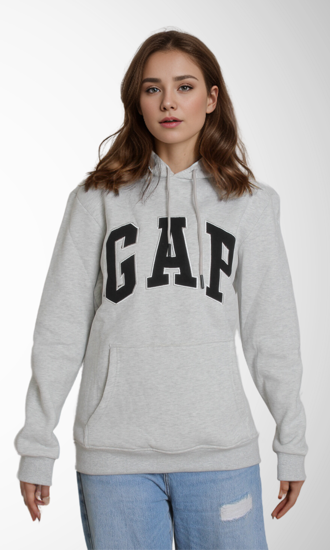 Women Vintage Pullover Hoodie (Light Grey)