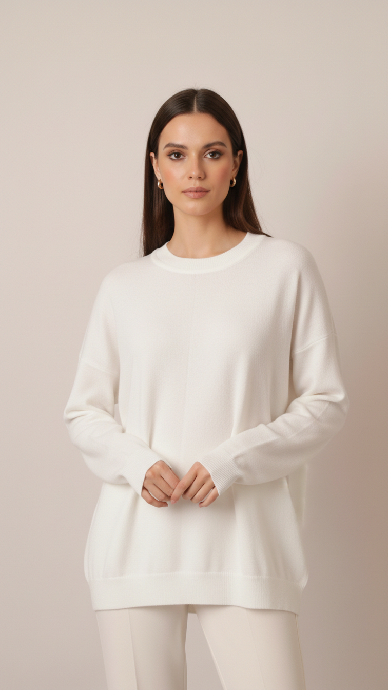 Women Basic Crew Neck Plain Sweater (5274)