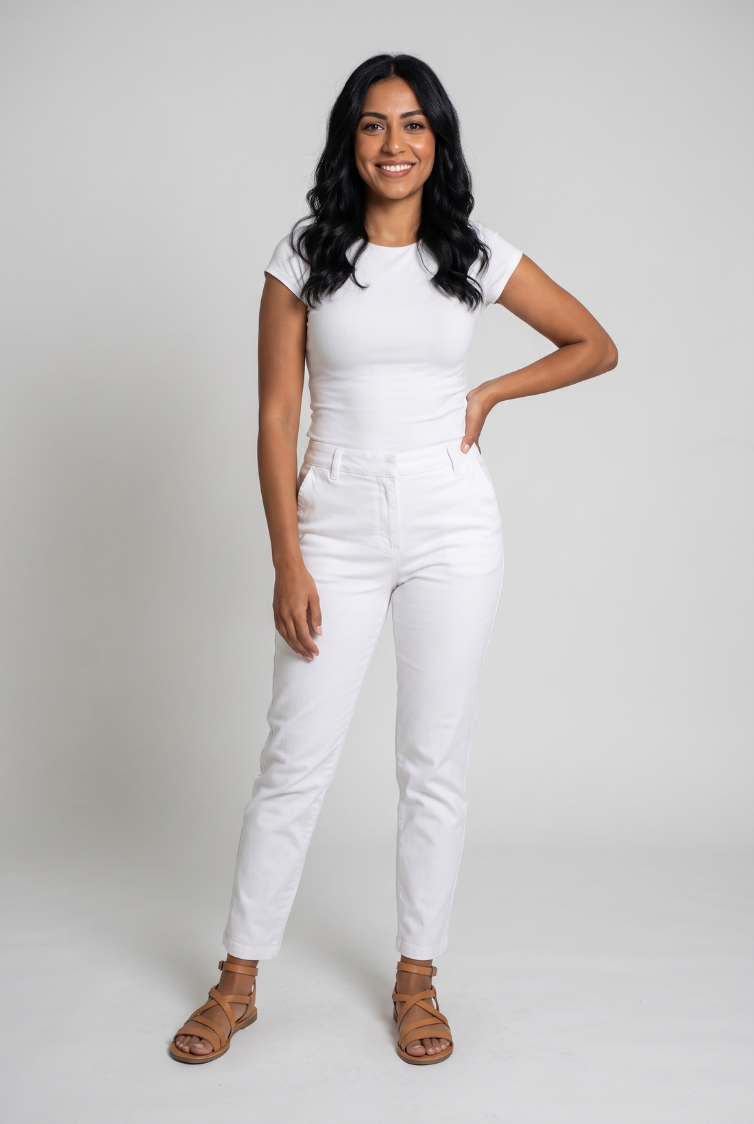 Women Gabardine Pants (White)