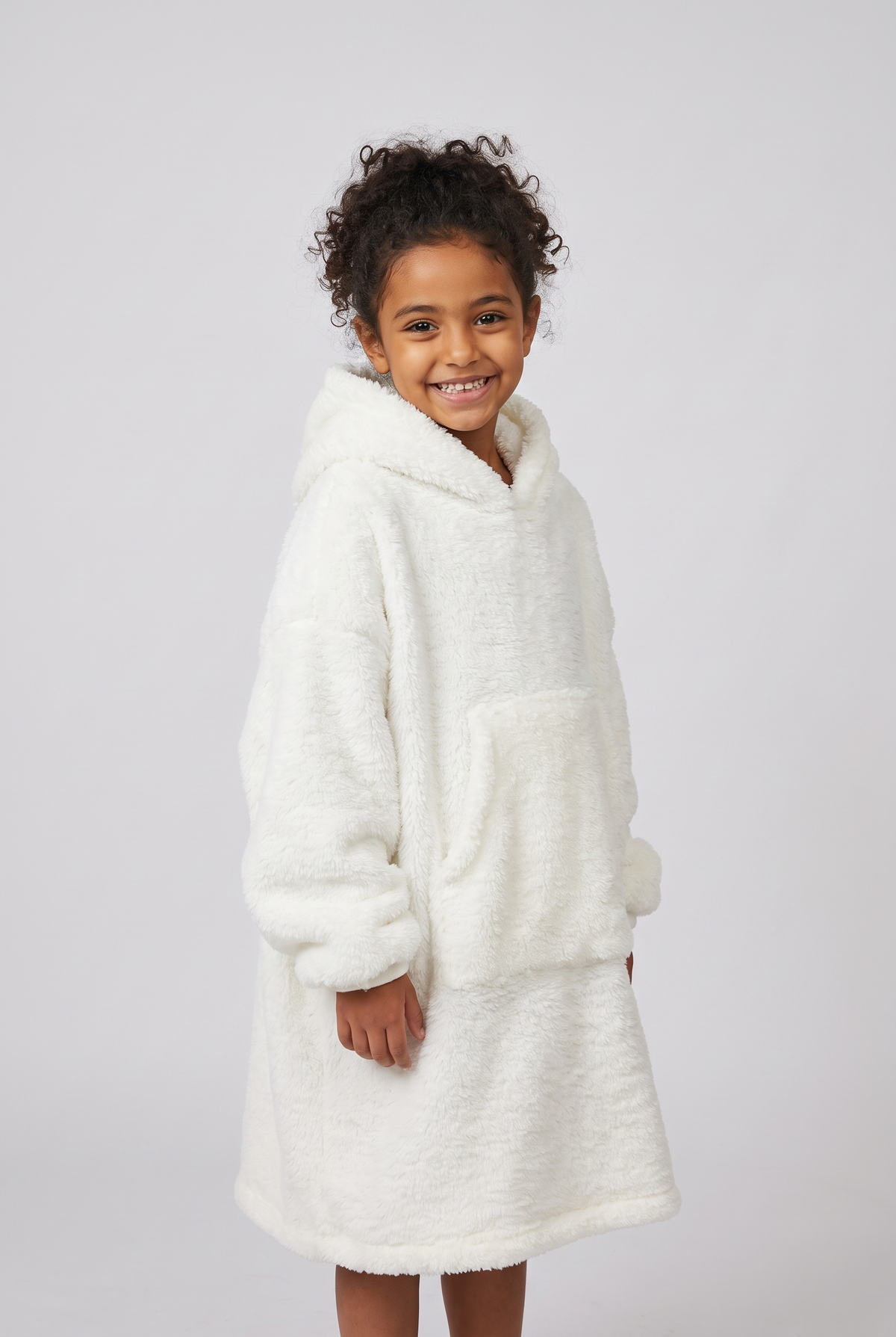 DUCHY Kids Comfy Hoodie Blanket- New (White)