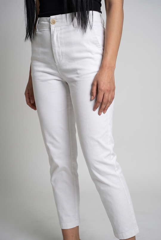 Women Gabardine Pants (White)