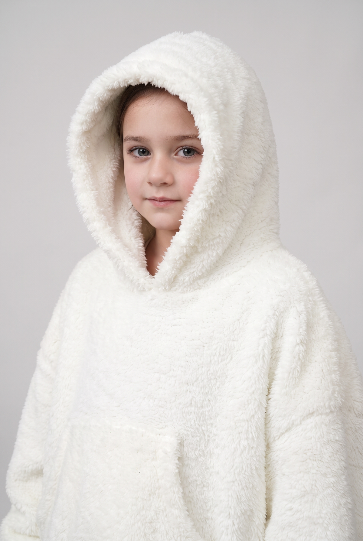 DUCHY Kids Comfy Hoodie Blanket- New (White)