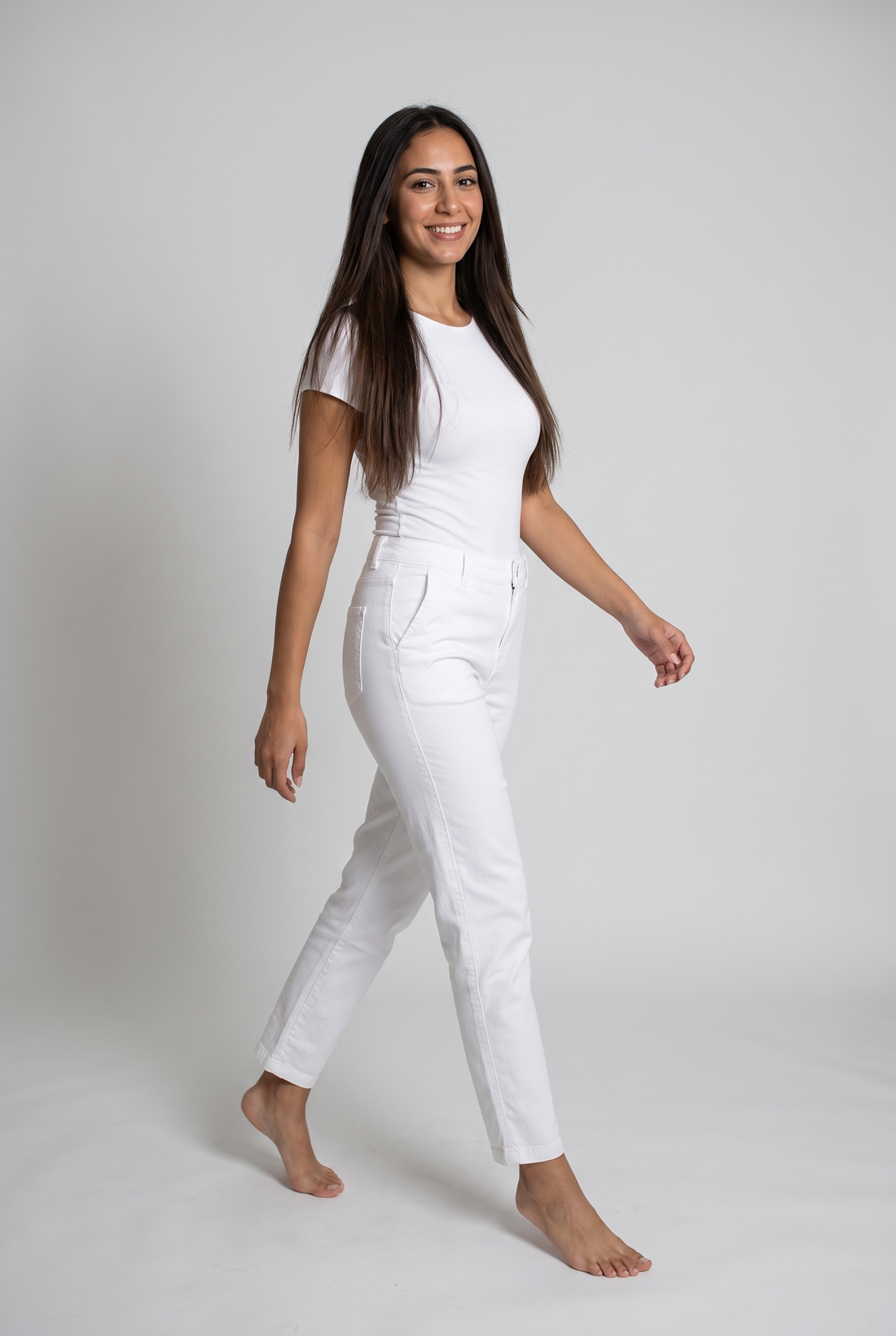 Women Gabardine Pants (White)