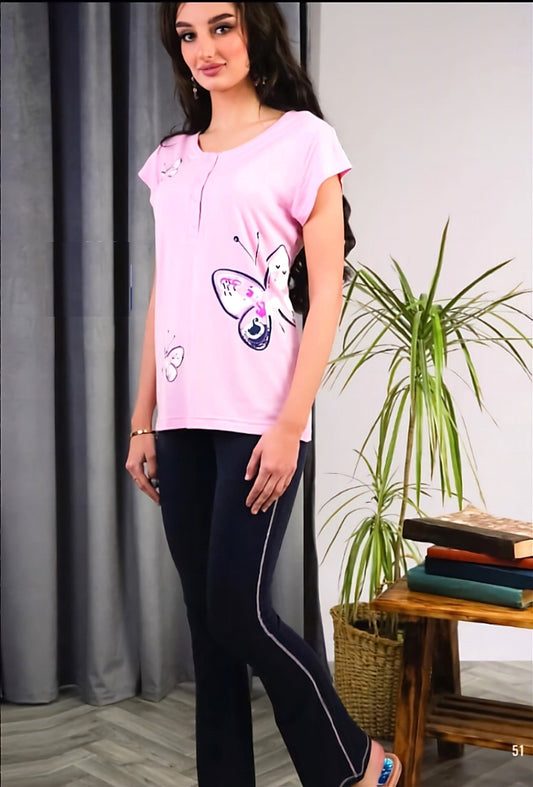 CHEZ MARIE Baby Tshirt Butterfly Women Pajama