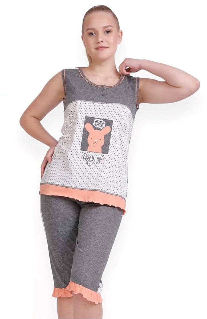 CHEZ MARIE Pyjamas Women Pajama - "Pretty Girl" - Grey x Pink