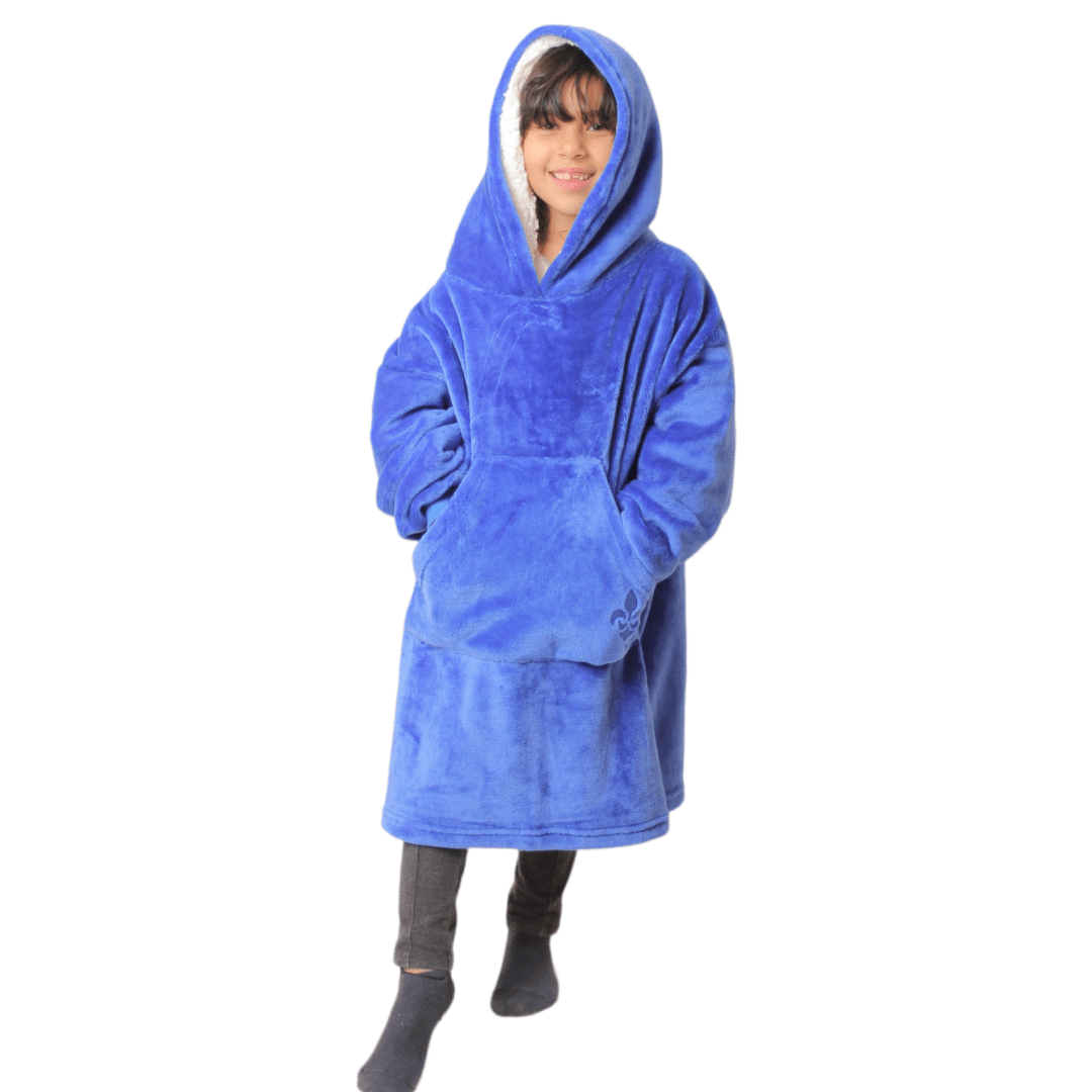 DUCHY Kids Pajama DUCHY Kids  Comfy Hoodie Blanket - Blue