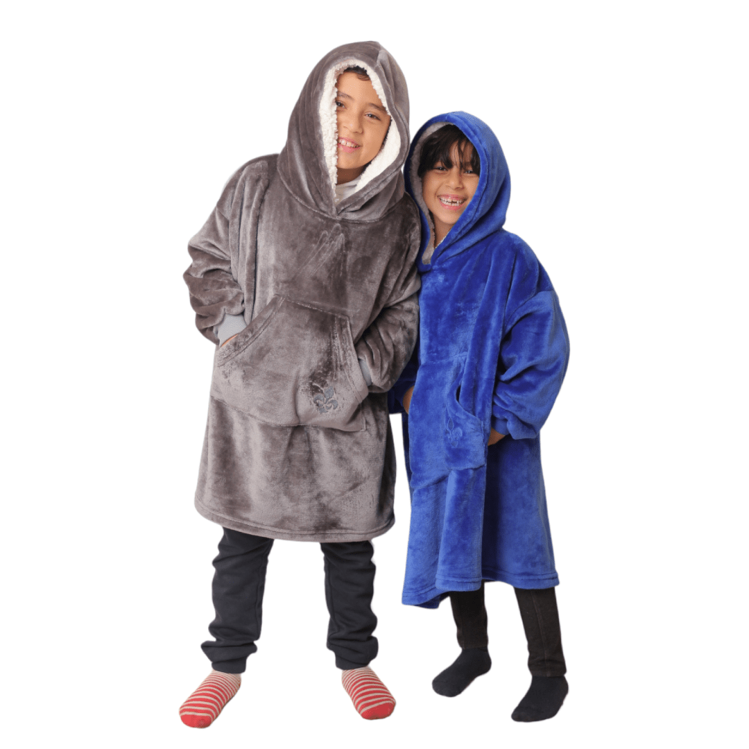 DUCHY Kids Comfy Hoodie Blanket Blue