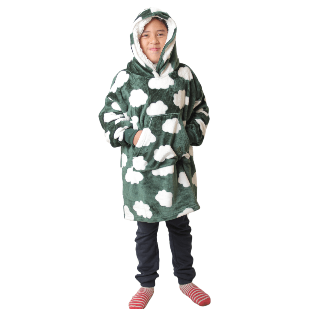 DUCHY Kids Pajama DUCHY Kids  Comfy Hoodie Blanket - Green
