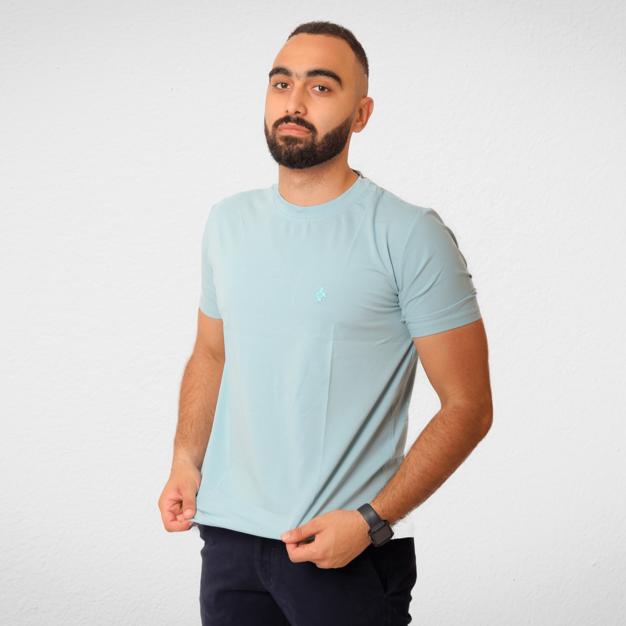 DUCHY Summer Sale 23 DUCHY Men "Basic" T-Shirt - Baby Blue (100% Cotton)