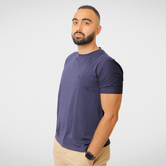 DUCHY Summer Sale 23 DUCHY Men "Basic" T-Shirt - Dark Blue  (100% Cotton)