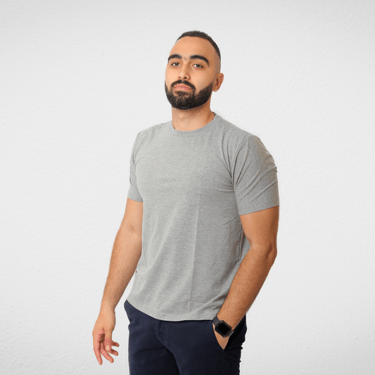 DUCHY Summer Sale 23 DUCHY Men "Basic" T-Shirt - Grey  (100% Cotton)