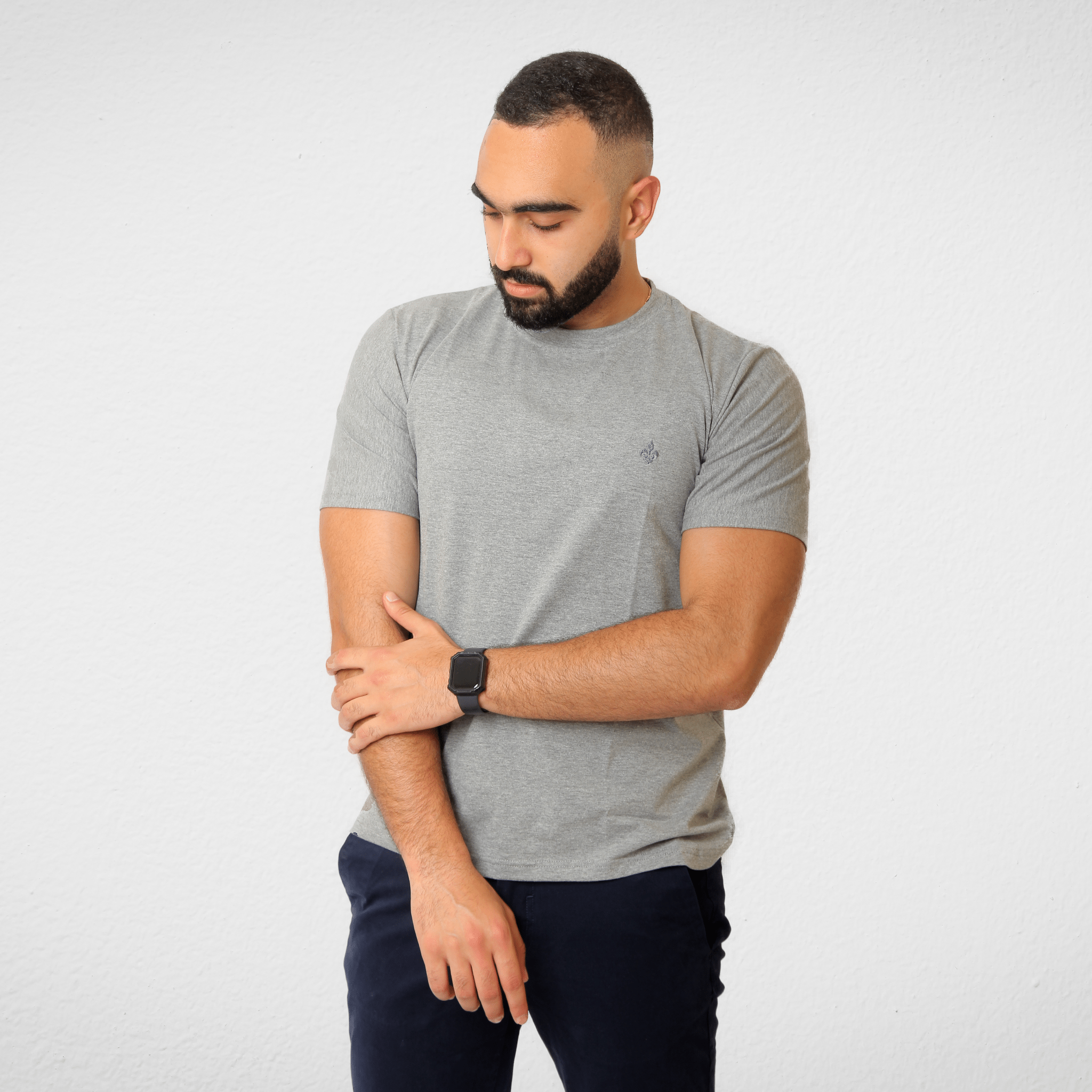 DUCHY Summer Sale 23 DUCHY Men "Basic" T-Shirt - Grey  (100% Cotton)