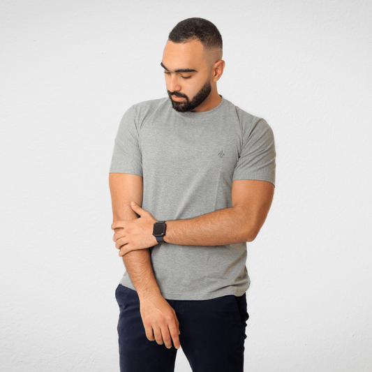 DUCHY Summer Sale 23 DUCHY Men "Basic" T-Shirt - Grey  (100% Cotton)