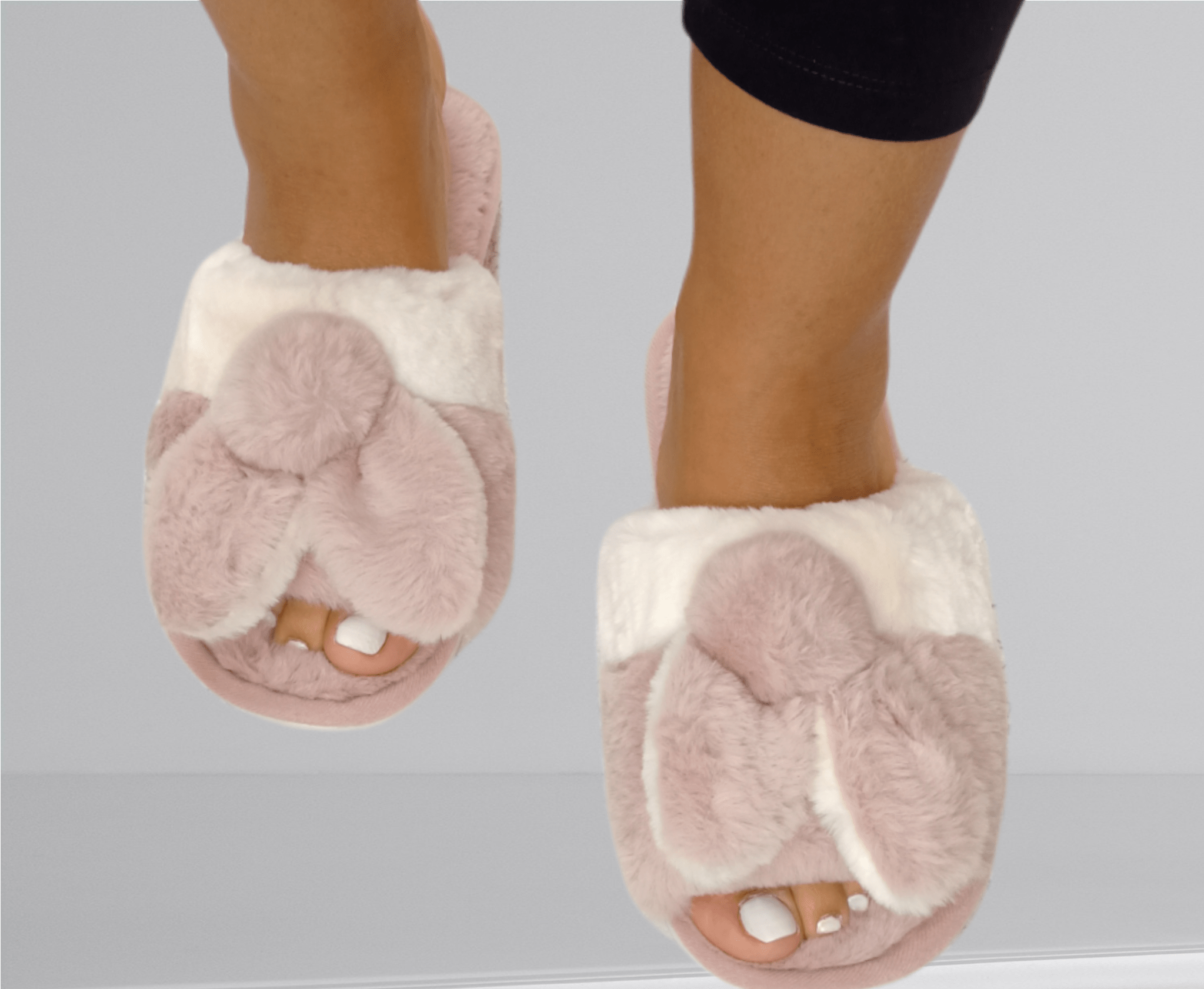 El-Outlet Women Pantoufle slippers - Open toe (light pink x white)