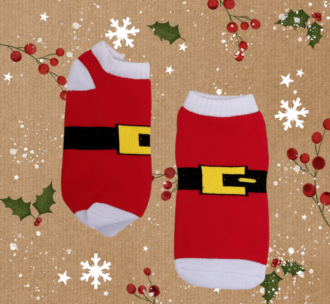 ElOutlet 8-10 Years (Kids) Christmas Socks - Red with Belt