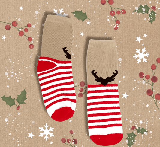 ElOutlet 8-10 Years (Kids) Christmas Socks - Red x White
