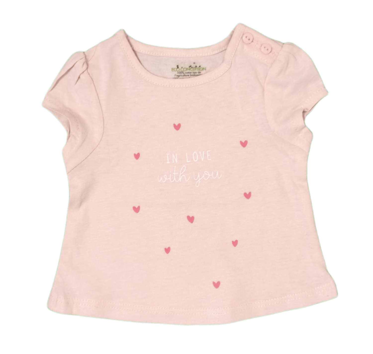 ElOutlet Baby Shirt Size 1m Baby Girl Shirt - Pink with Hearts - In Love with You