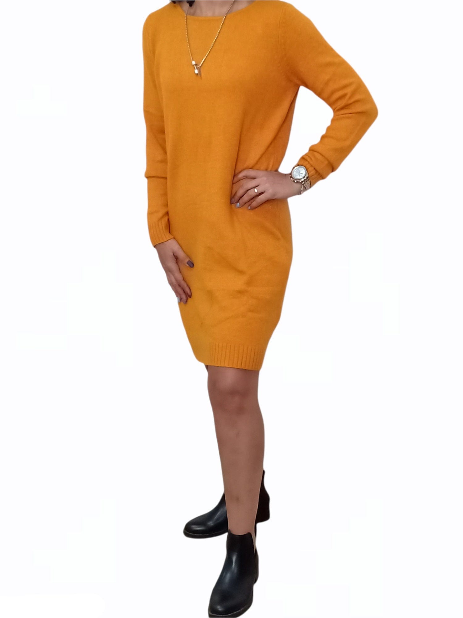 ElOutlet Dress Women Round-Neck dress - Orange