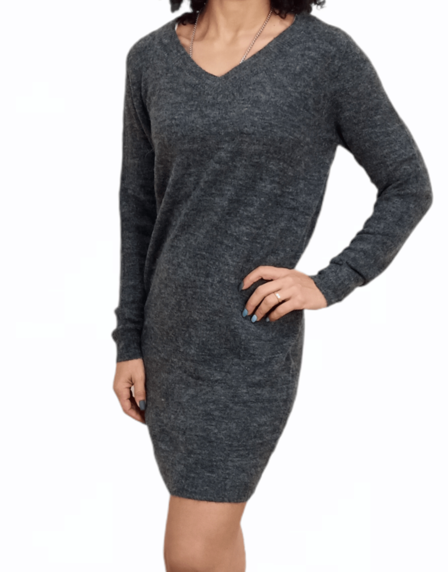 ElOutlet Dress Women V dress - Dark Grey
