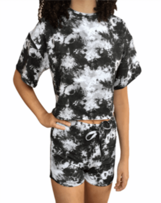 ElOutlet Girls Pyjamas Black Short Sleeve Tie-Dye Girls Pyjama