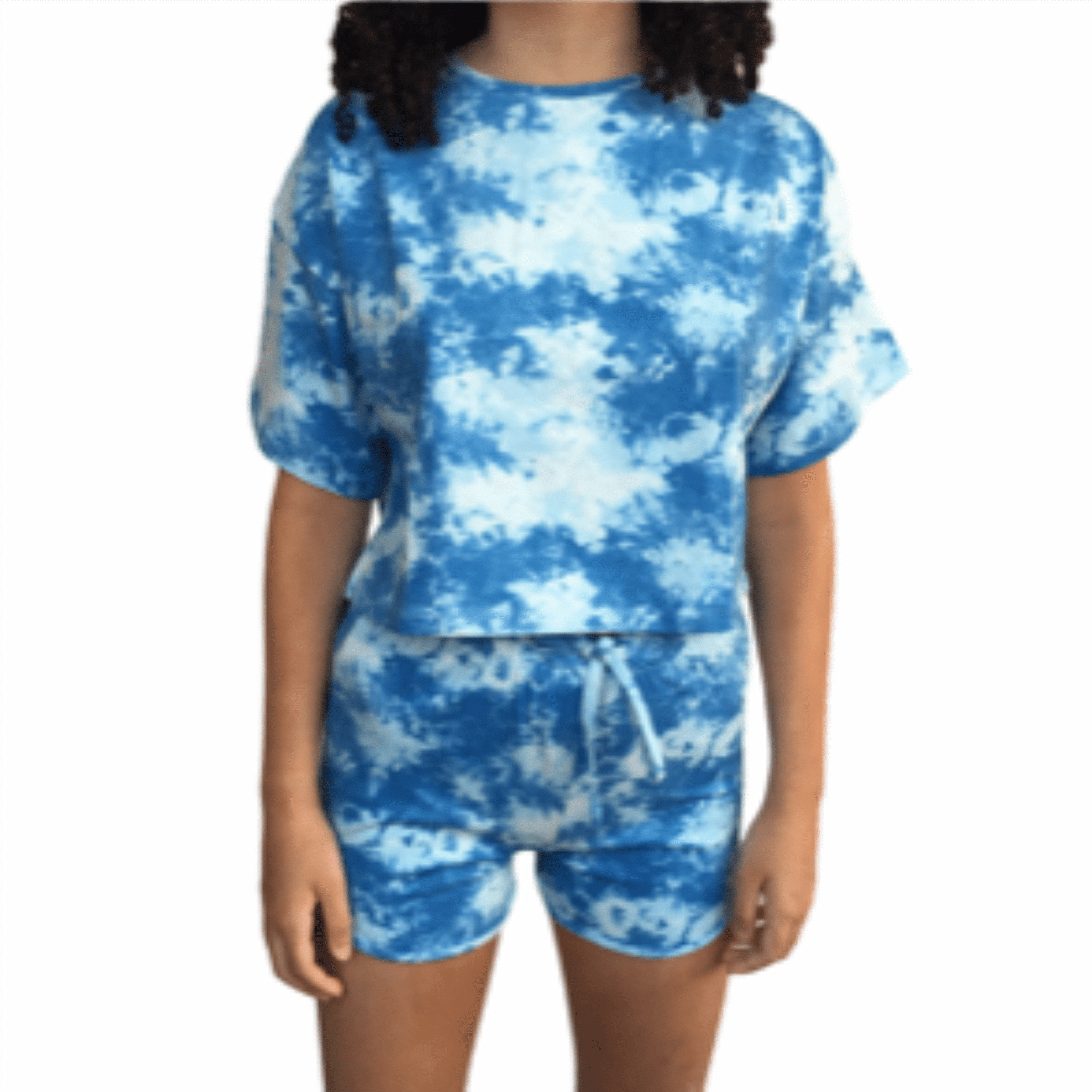 ElOutlet Girls Pyjamas Blue Short Sleeve Tie-Dye Girls Pyjama