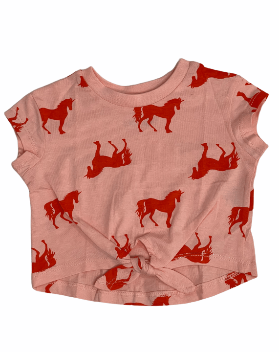 ElOutlet Girls Shirts Pink Shirt with Red Horses