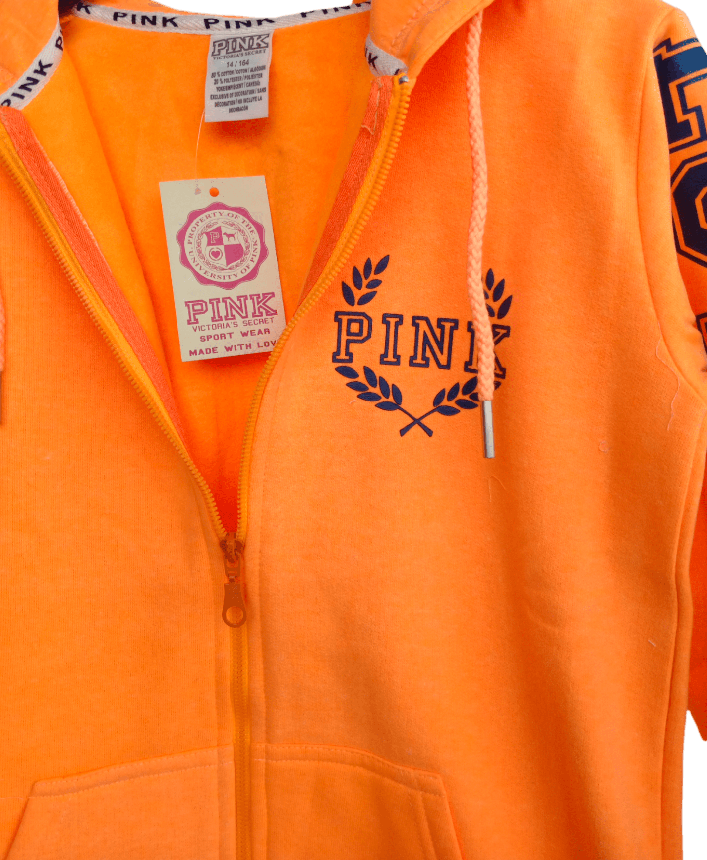 ElOutlet Kids Hoodie PINK Neon Kids Hoodie - Shoulder Print - Neon Orange