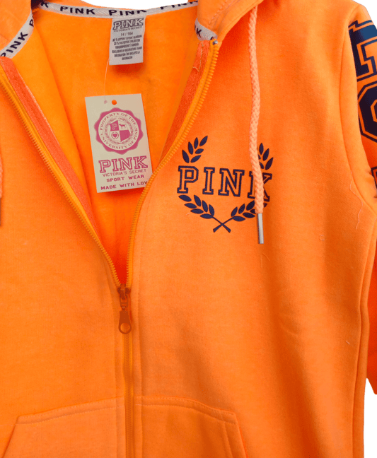 ElOutlet Kids Hoodie PINK Neon Kids Hoodie - Shoulder Print - Neon Orange