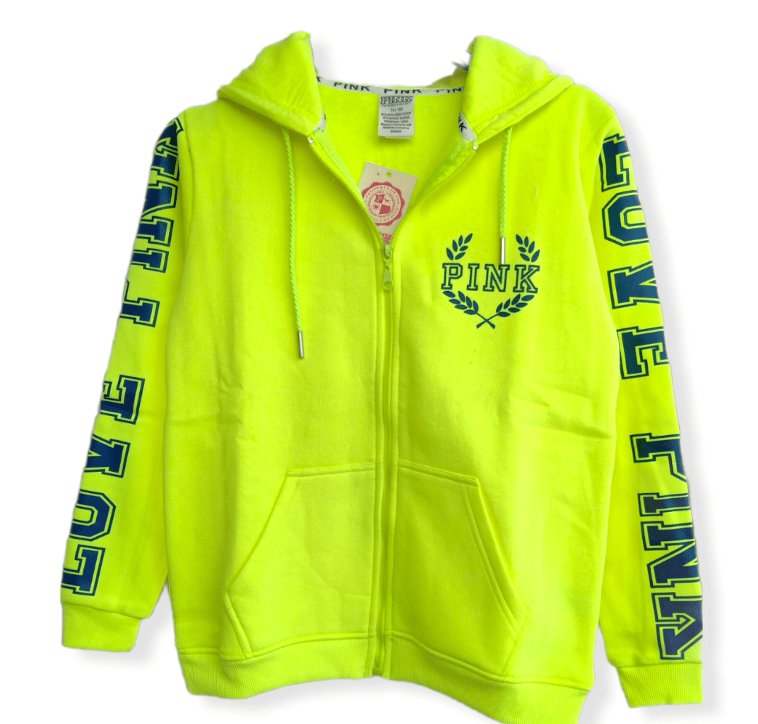 ElOutlet Kids Hoodie PINK Neon Kids Hoodie - Shoulder Print - Neon Yellow