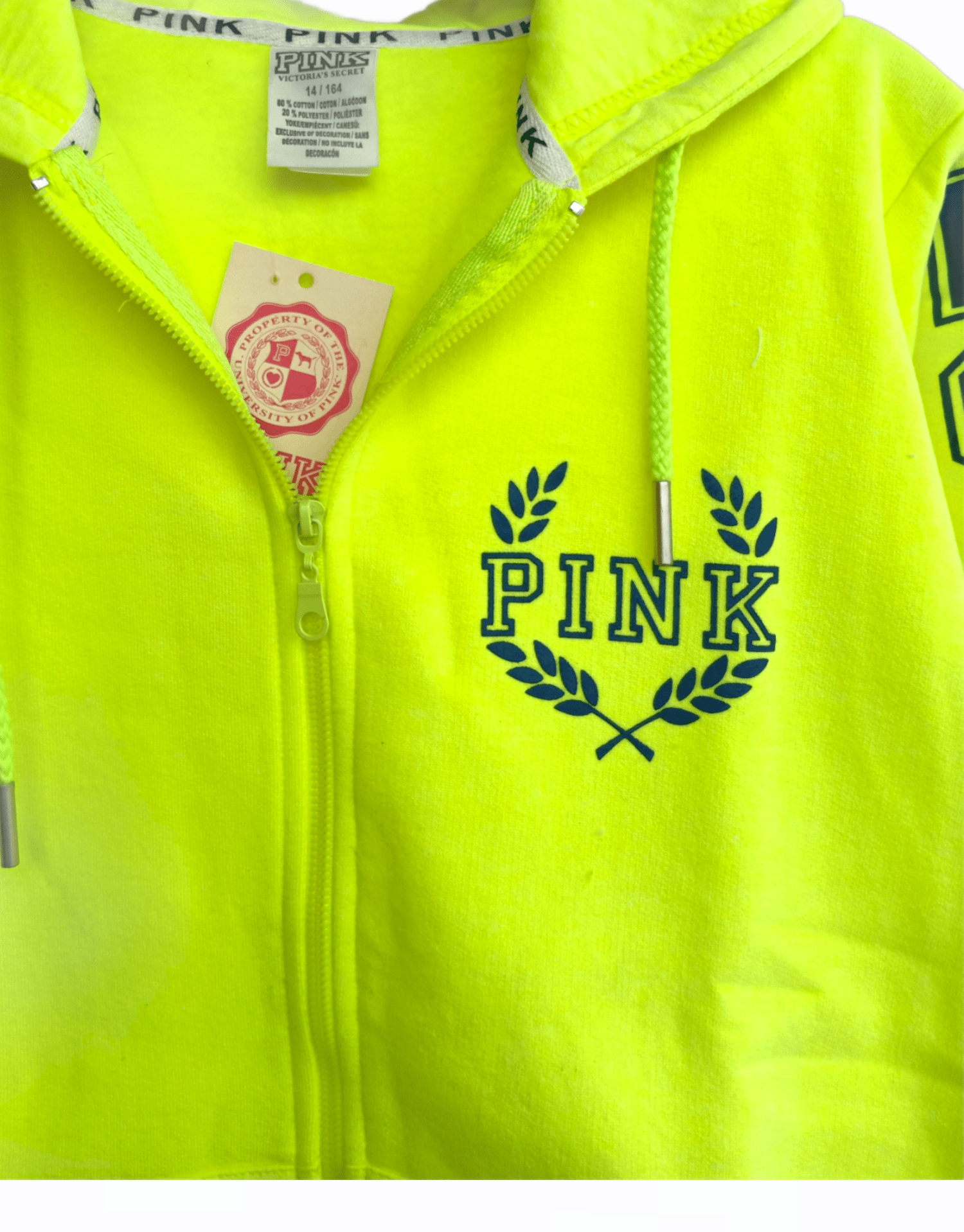 ElOutlet Kids Hoodie PINK Neon Kids Hoodie - Shoulder Print - Neon Yellow