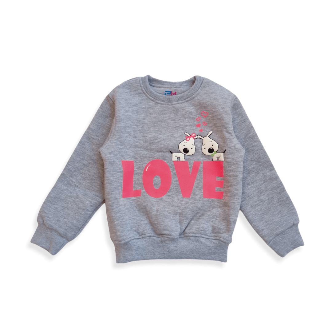 ElOutlet Kids Sweatshirts Girls Love Sweatshirt - Grey