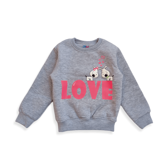 ElOutlet Kids Sweatshirts Girls Love Sweatshirt - Grey