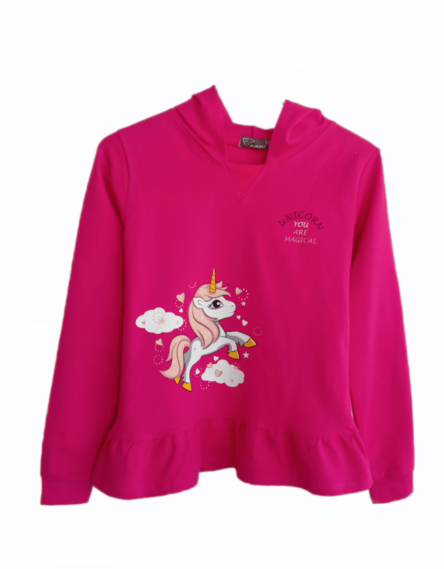 ElOutlet Kids Sweatshirts size 12 (9-10 years) Girls Sweatshirt - Unicorn - fuchsia