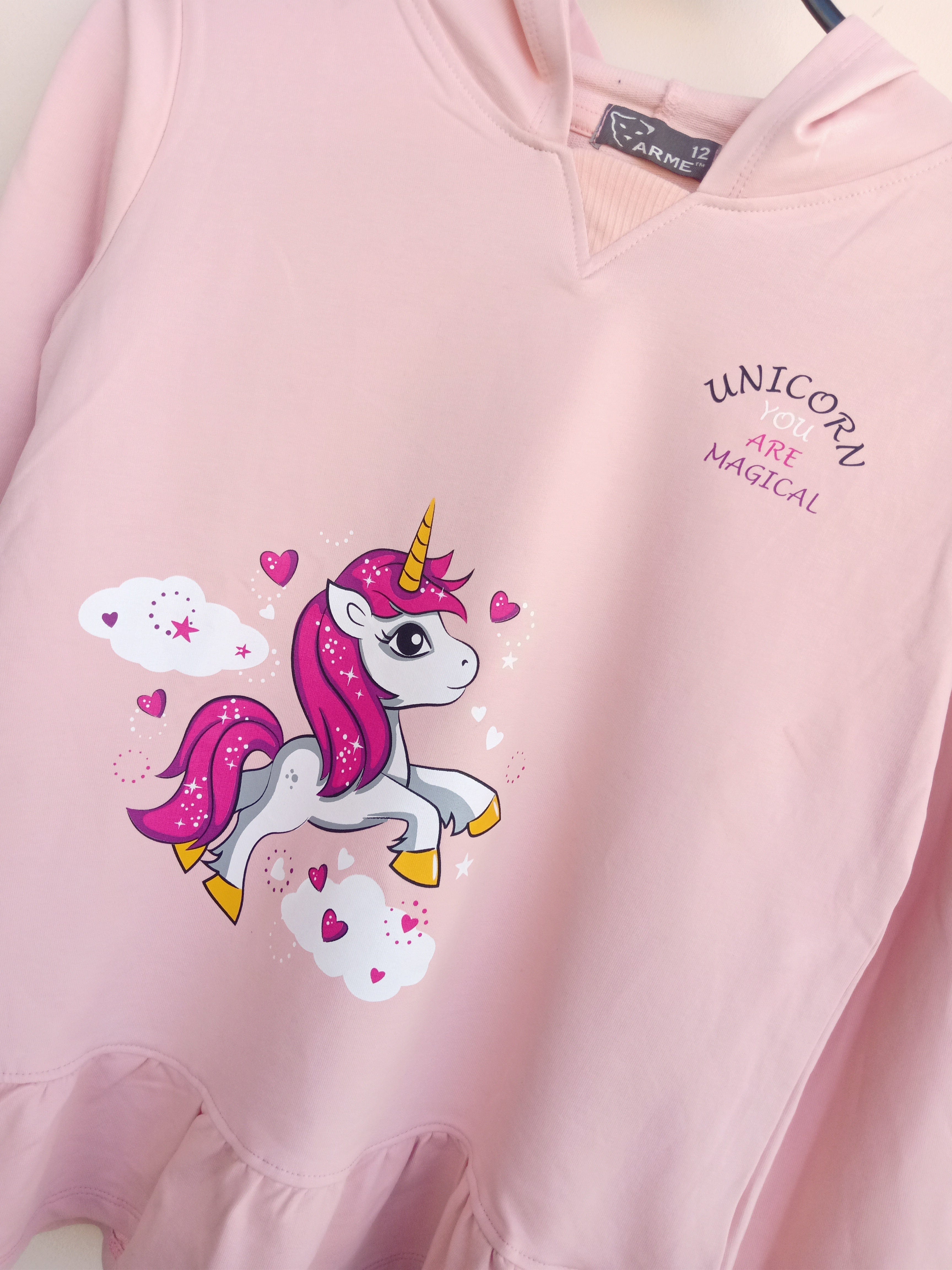 ElOutlet Kids Sweatshirts size 12 (9-10 years) Girls Sweatshirt - Unicorn - pink