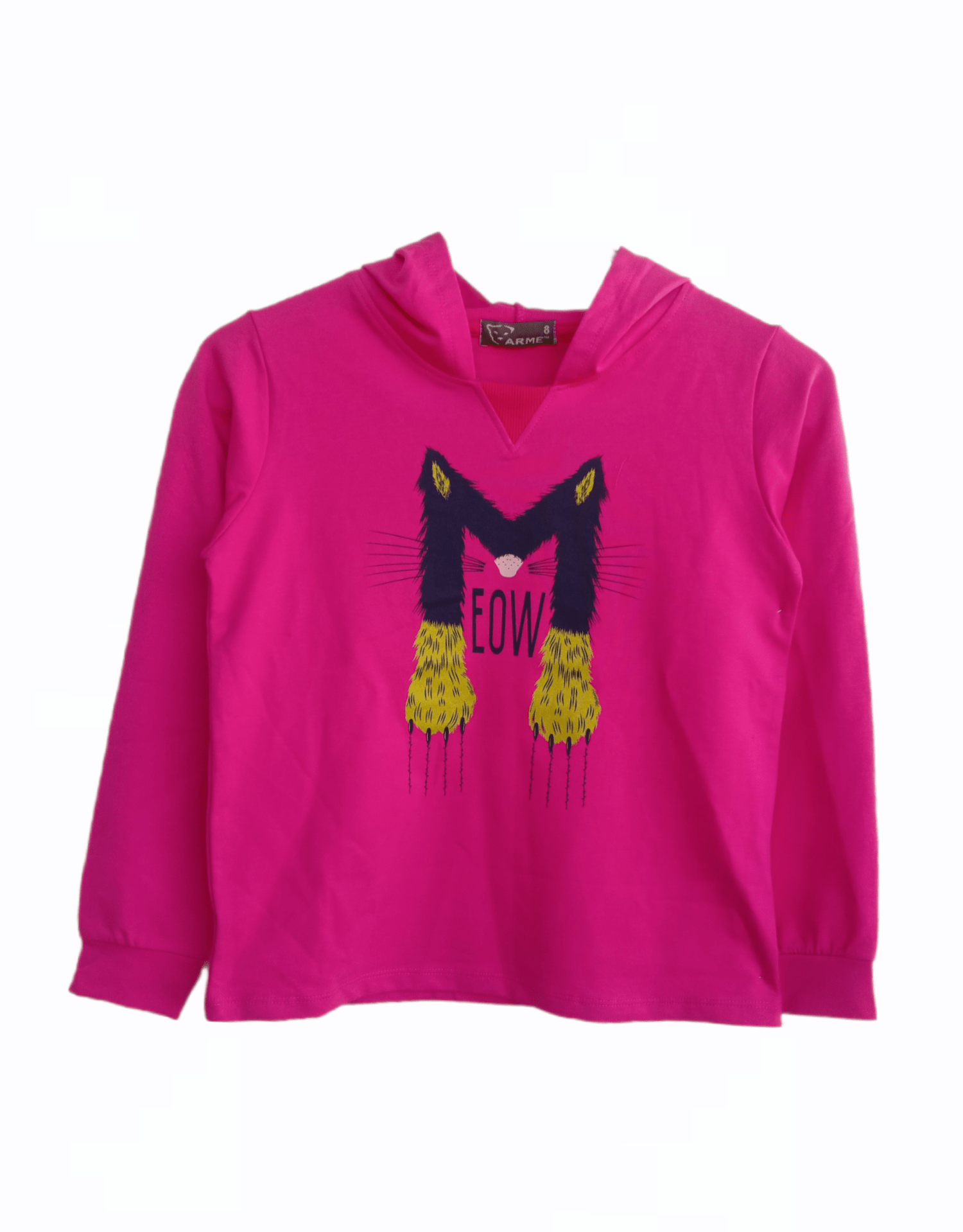 ElOutlet Kids Sweatshirts Size 8(6-7 years) Girls Sweatshirt - MEOW - fuchsia