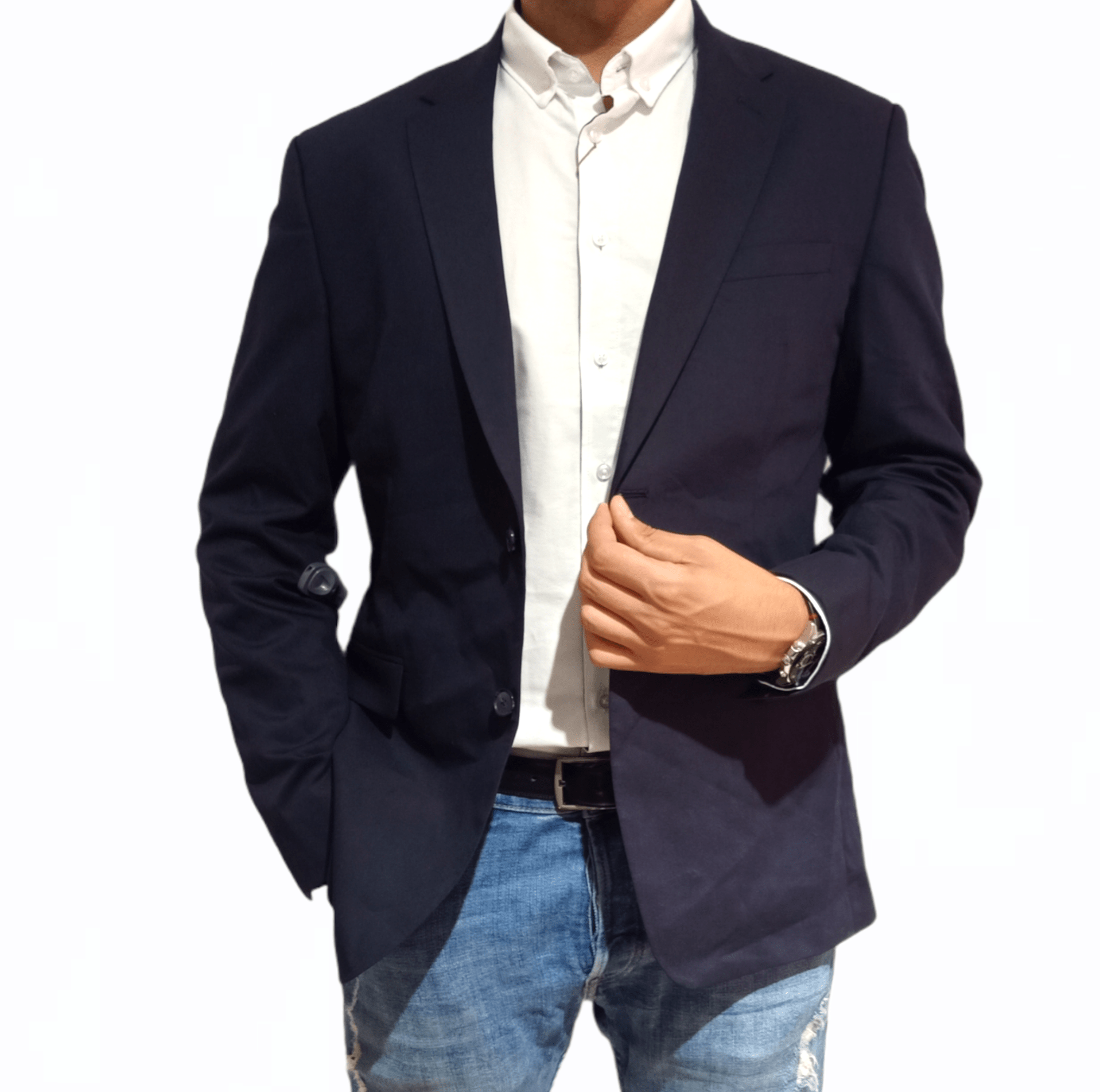 ElOutlet Men Blazers size Eur 44 - USA 34 - Mex 44 [slim-fit] Blazer - Zara - Dark Blue